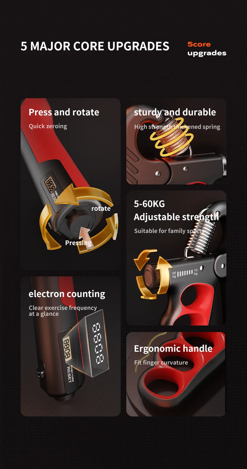 Fortalecedor de agarre de mano ajustable de 5 a 100 kg: herramienta para entrenar el agarre y el antebrazo