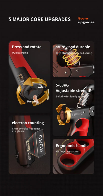 Fortalecedor de agarre de mano ajustable de 5 a 100 kg: herramienta para entrenar el agarre y el antebrazo