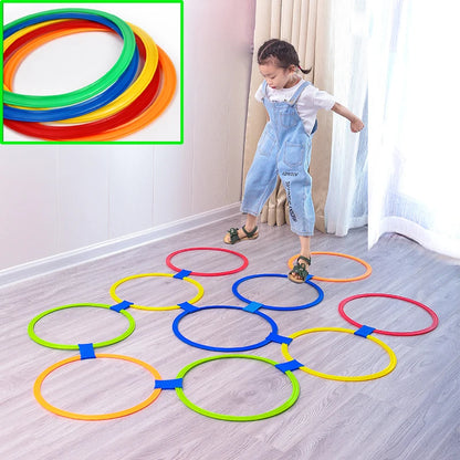 Anillas de entrenamiento de agilidad AstoFit para niños – 10 piezas, 38 cm. Juego para mejorar la velocidad y la coordinación.