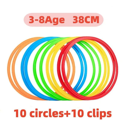 Anillas de entrenamiento de agilidad AstoFit para niños – 10 piezas, 38 cm. Juego para mejorar la velocidad y la coordinación.